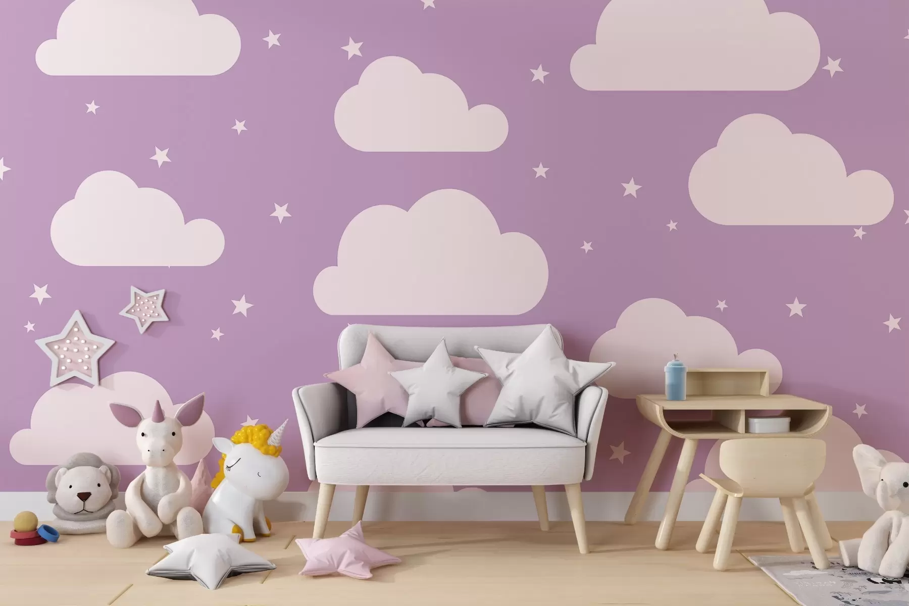 Papier peint Ciel étoilé teinté de rose w02649v3