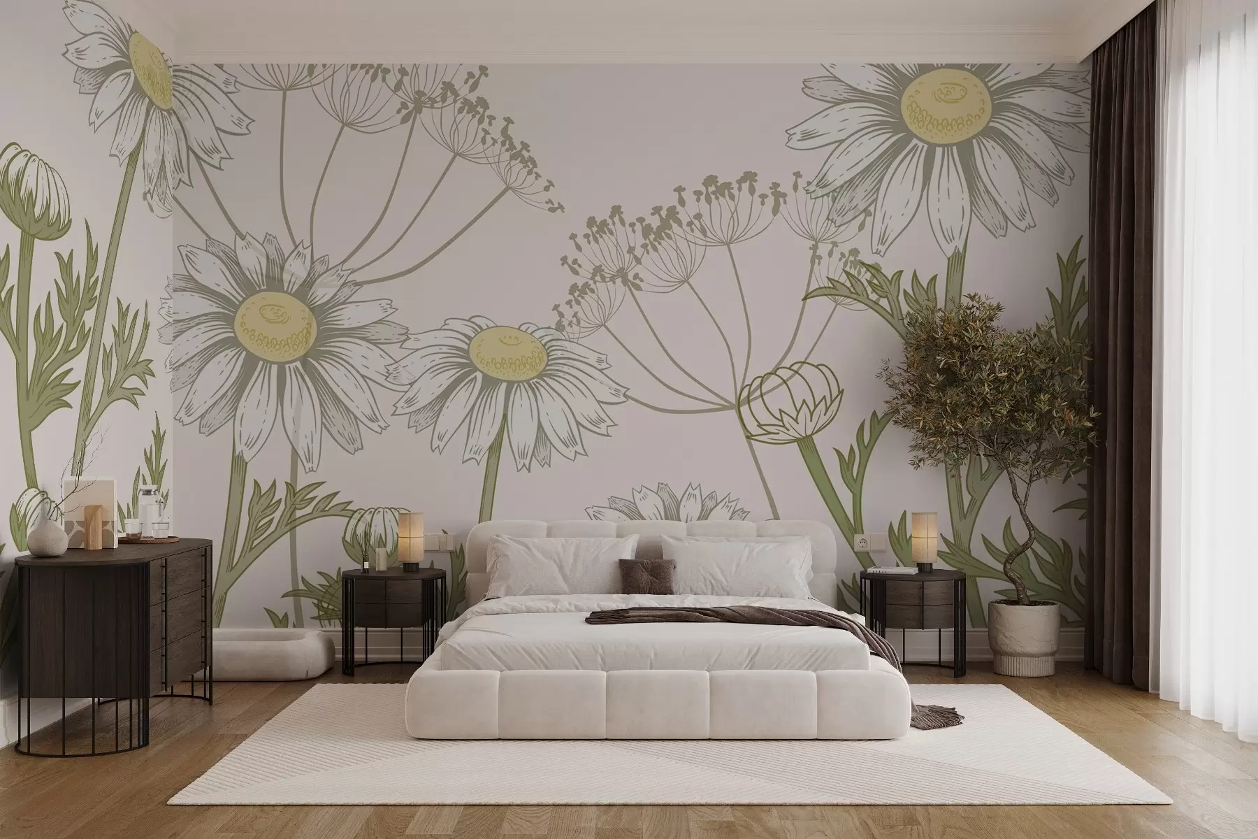 Papier peint Champ de marguerites w02653