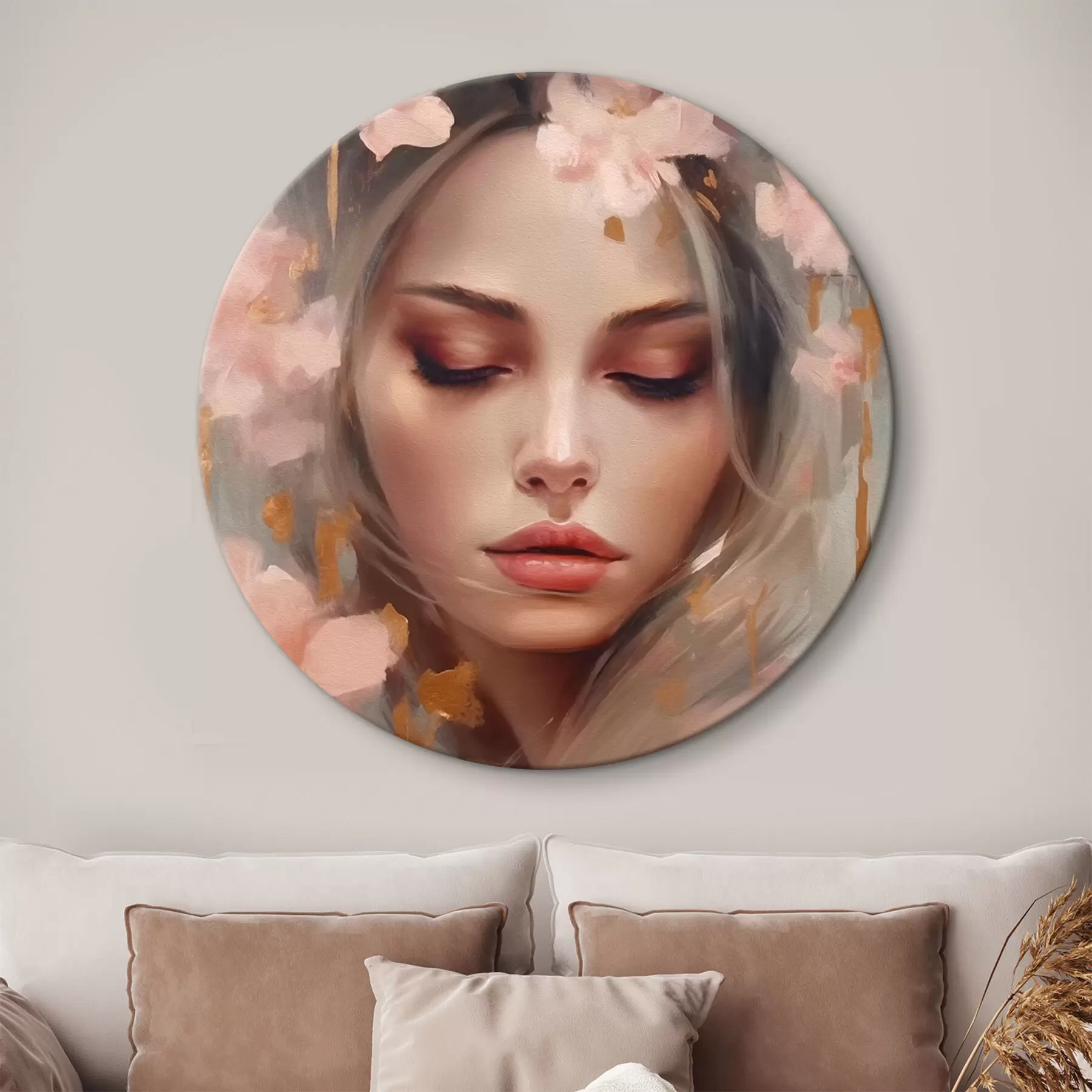 Tableau Belle fille et belles fleurs r42299