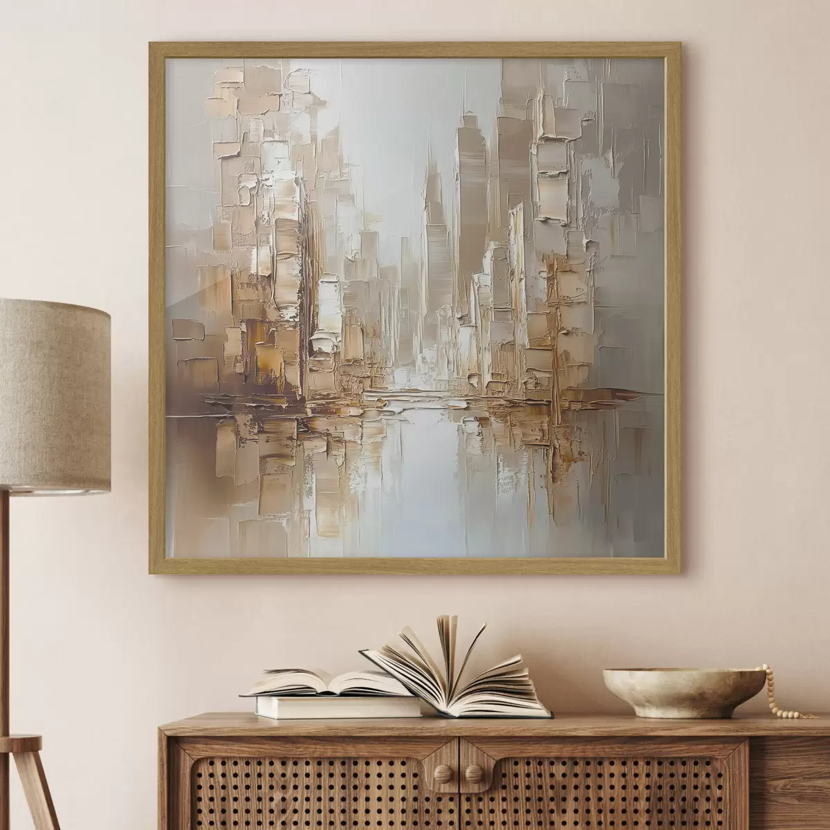 Poster Ville dans une brume dorée f42132