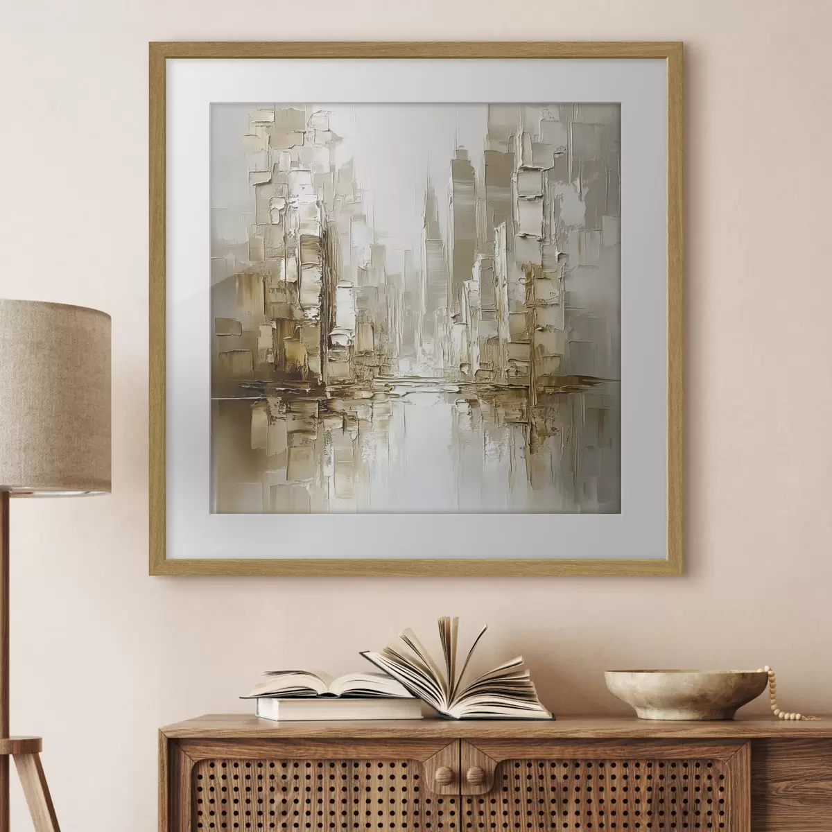 Poster Ville dans une brume dorée f42132