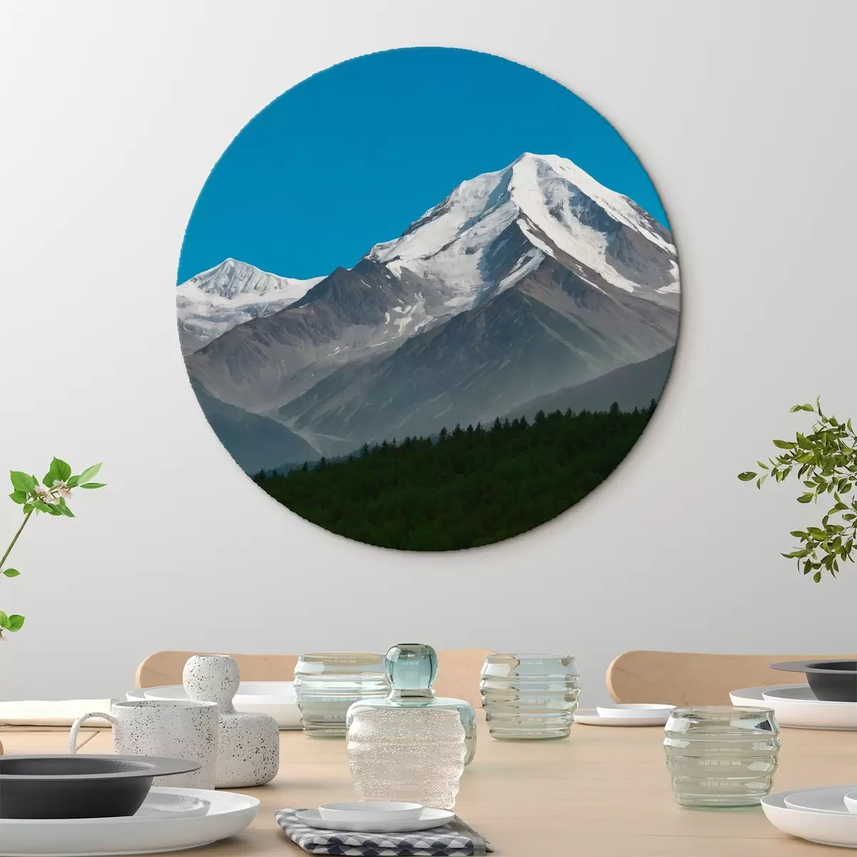 Tableaux rondes Montagnes enneigées r41047