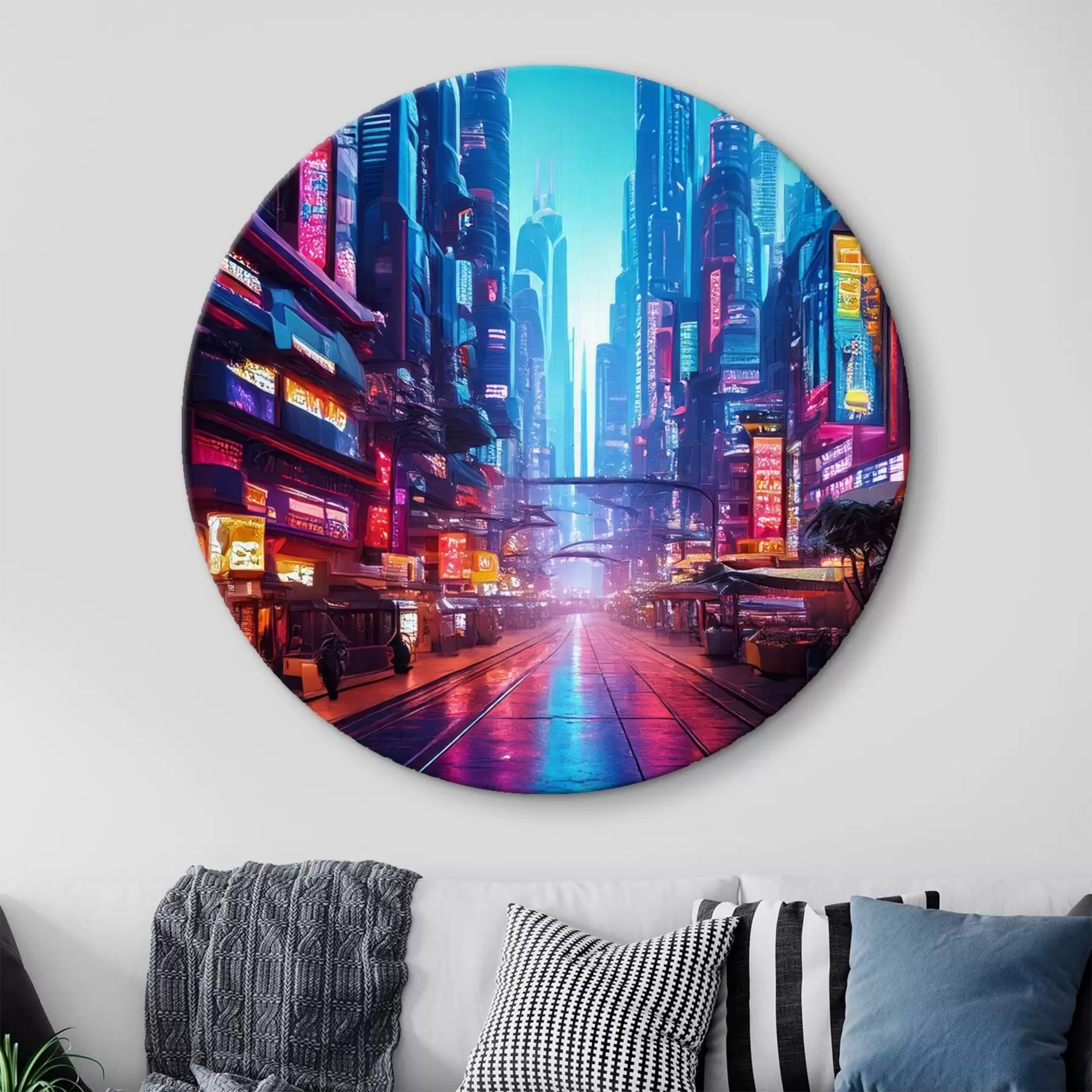 Tableau ville nocturne futuriste r41410
