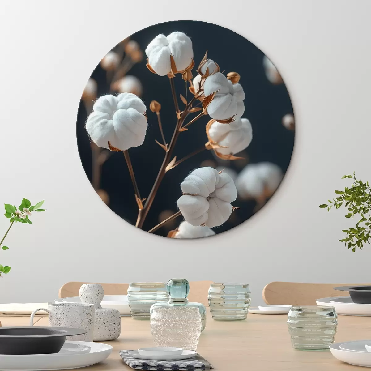 Tableaux rondes Branches de coton r41430