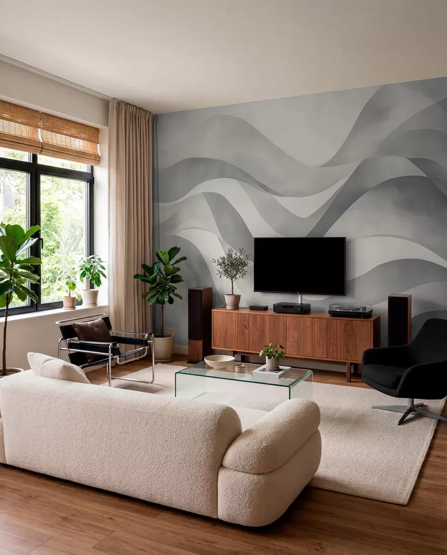 Papier peint Vagues grises en strates w08564v1