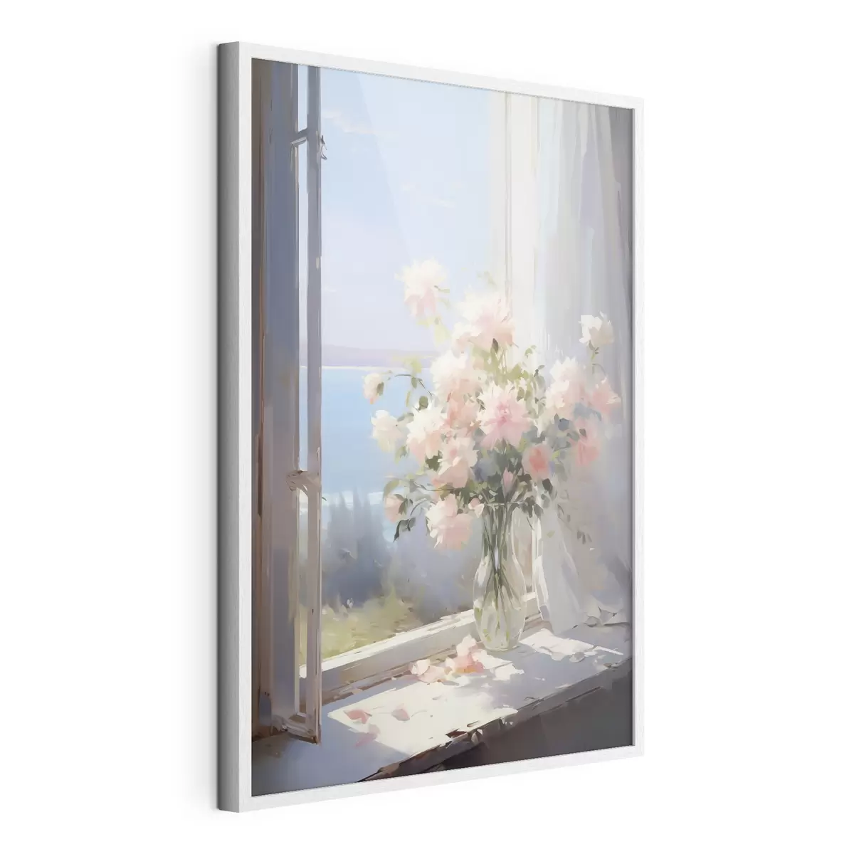 Poster Bouquet de fleurs délicates dans un vase en verre imitation peinture f42352
