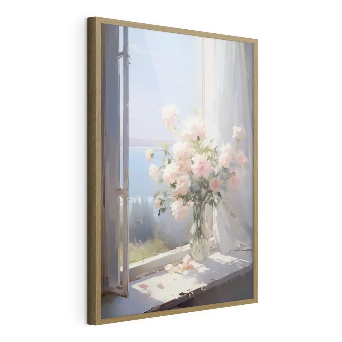 Poster Bouquet de fleurs délicates dans un vase en verre imitation peinture f42352