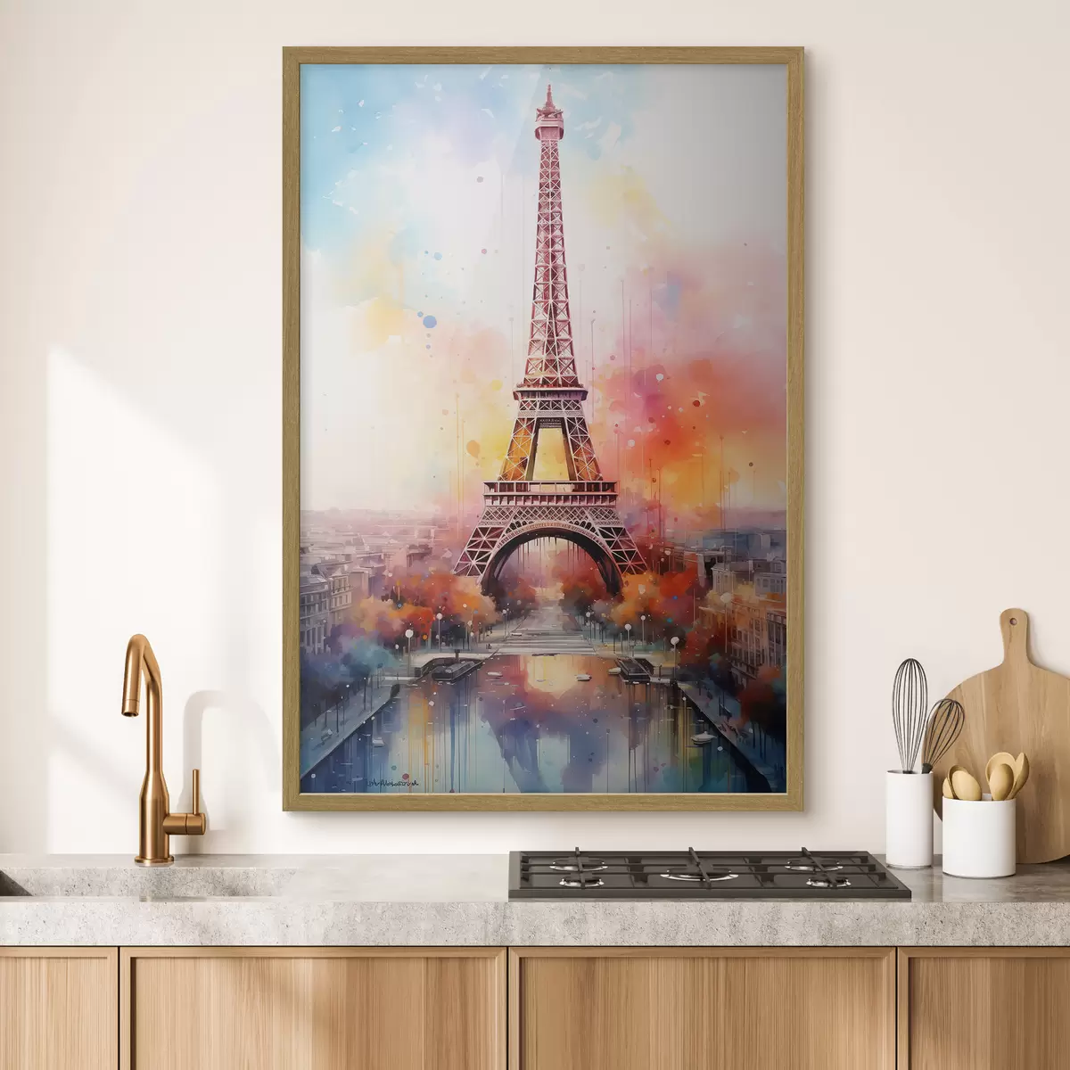 Poster Paris sur fond d'aquarelle f42081