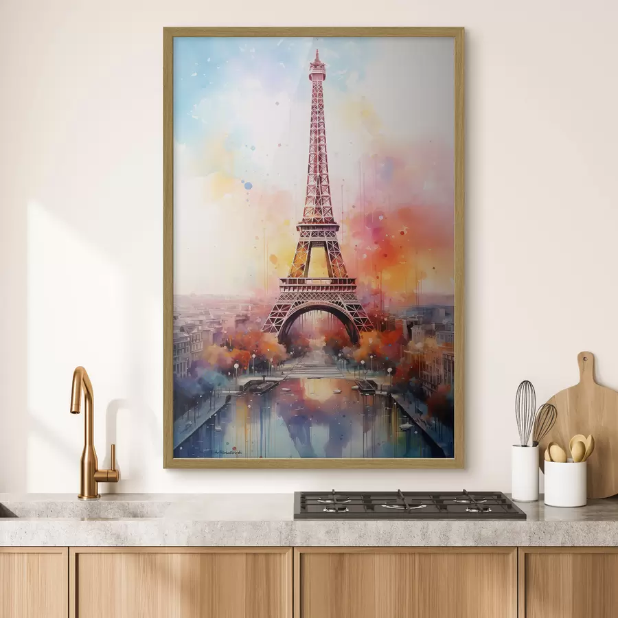 Papier peint Paris sur fond d'aquarelle f42081