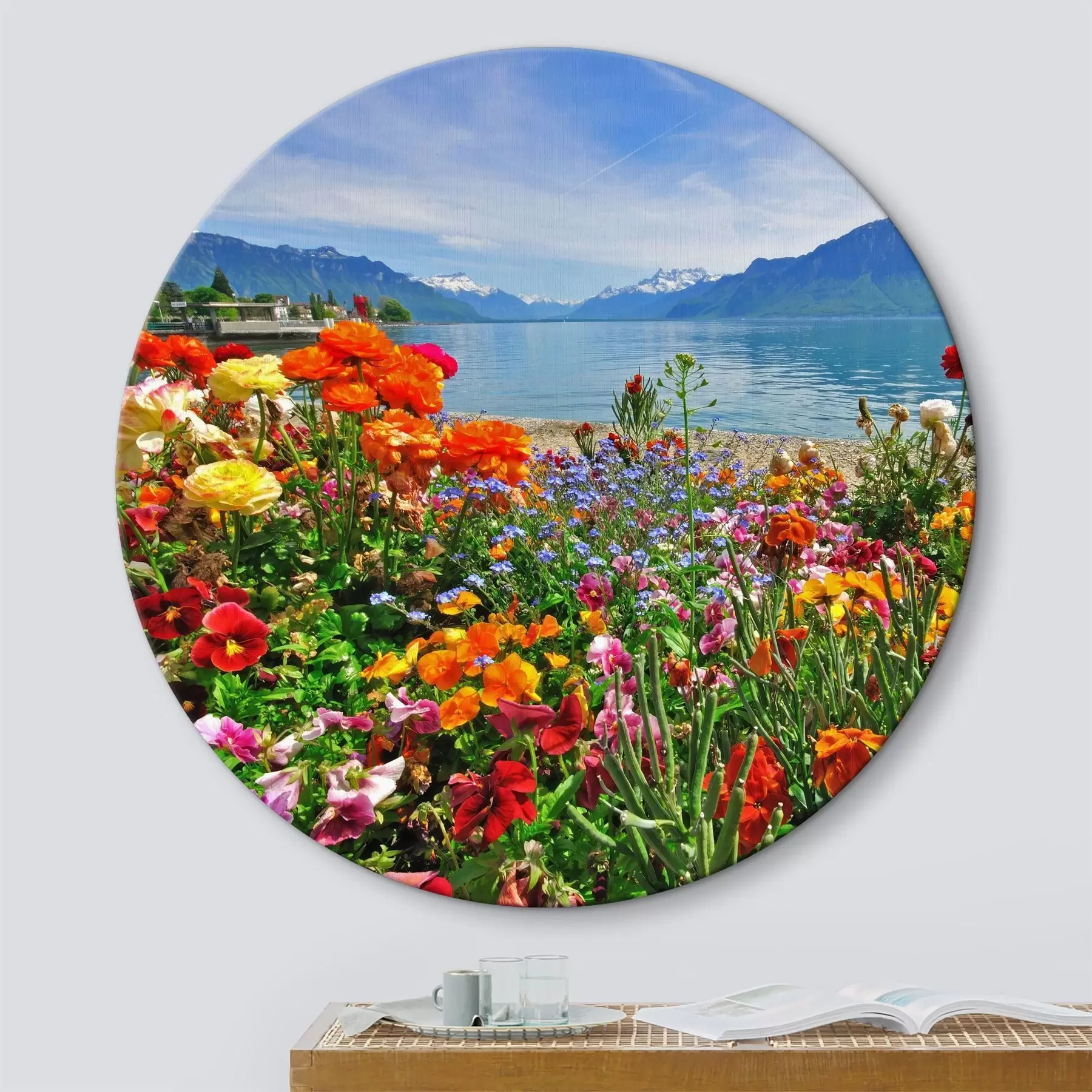 Tableau Eau, ciel et fleurs r00006