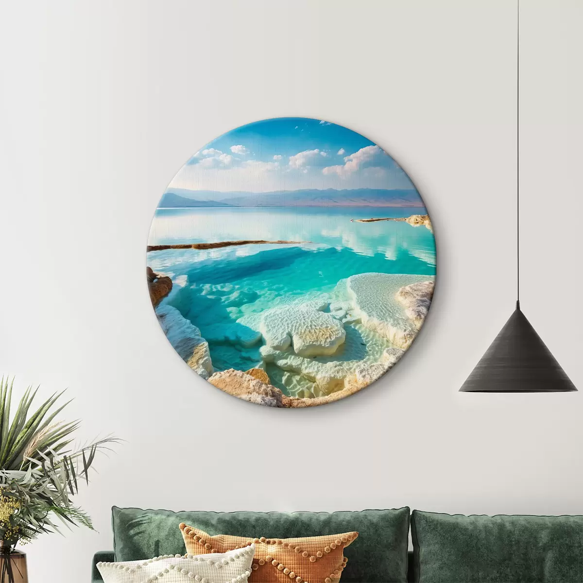Tableaux rondes La mer Morte avec les montagnes en arrière-plan r31109