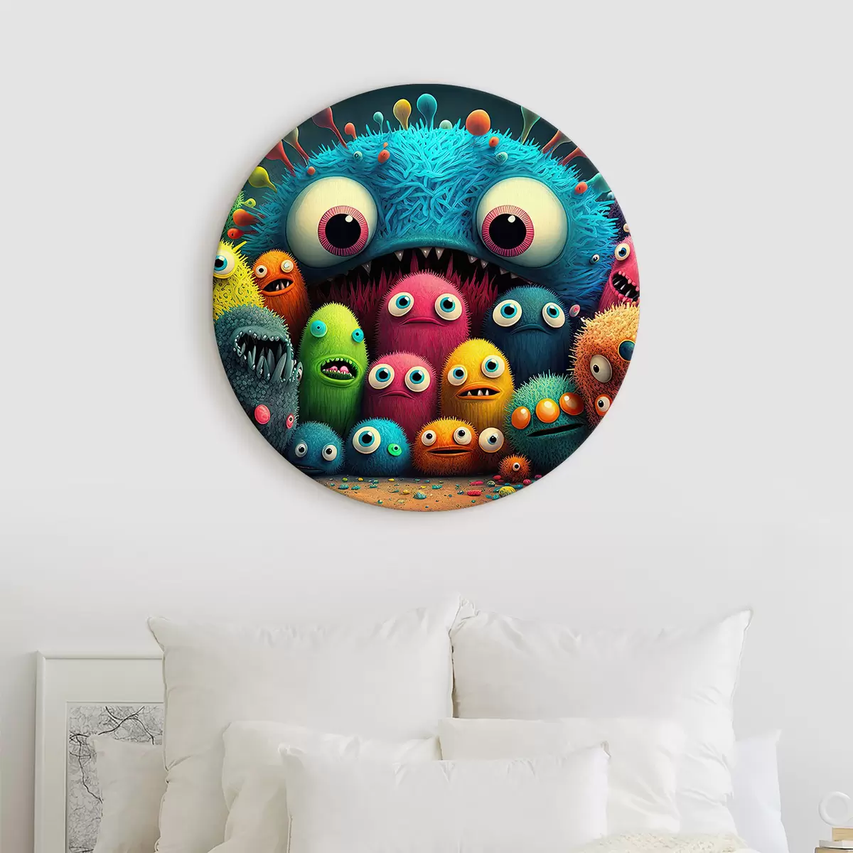 Tableaux rondes Mignons monstres colorés r33531