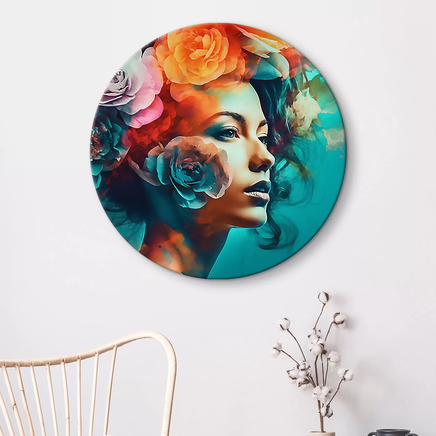 Tableau Jolie femme avec des fleurs r35366