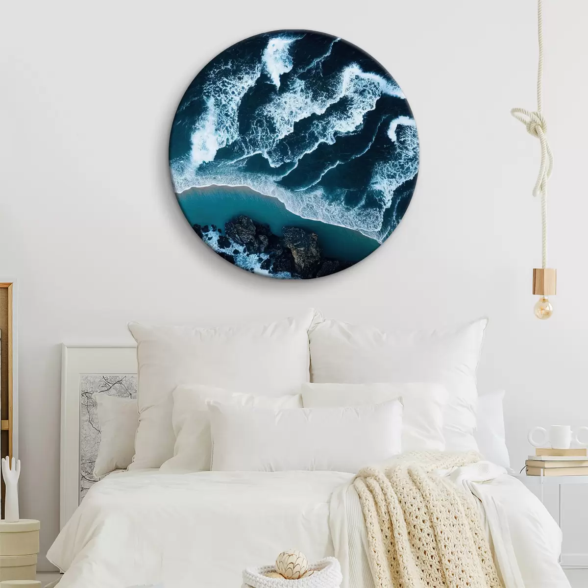 Tableaux rondes Vagues s'écrasant sur la plage r37468