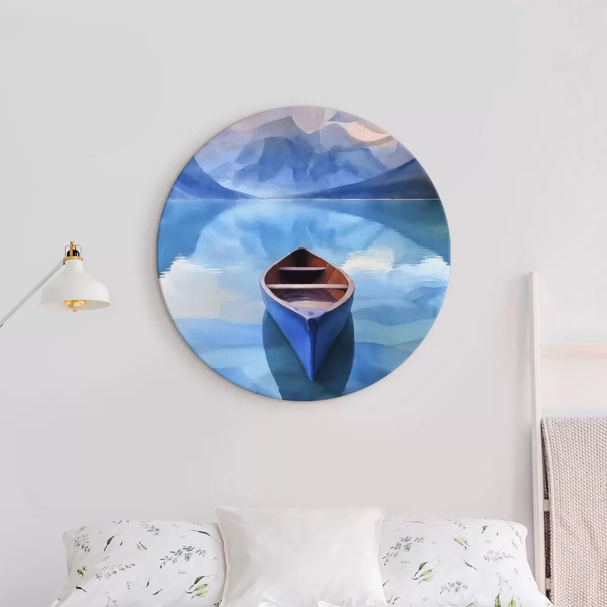 Tableaux rondes Bateau sur le lac r37819