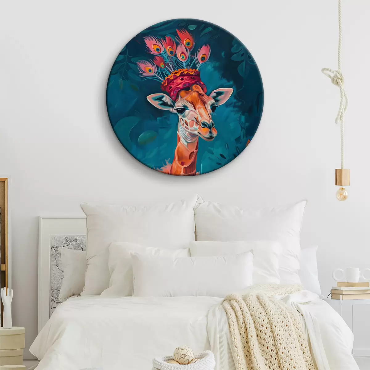 Tableaux rondes Girafe en chapeau r38377