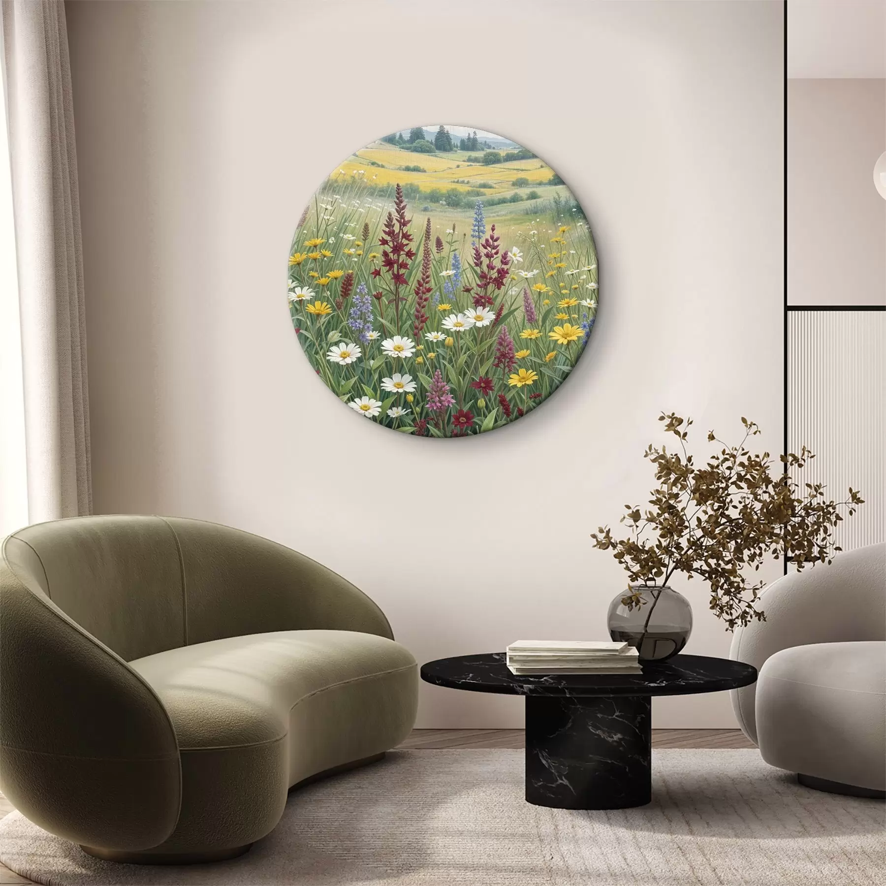 Tableau Une prairie luxuriante et colorée remplie d'une grande variété de fleurs sauvages r39407