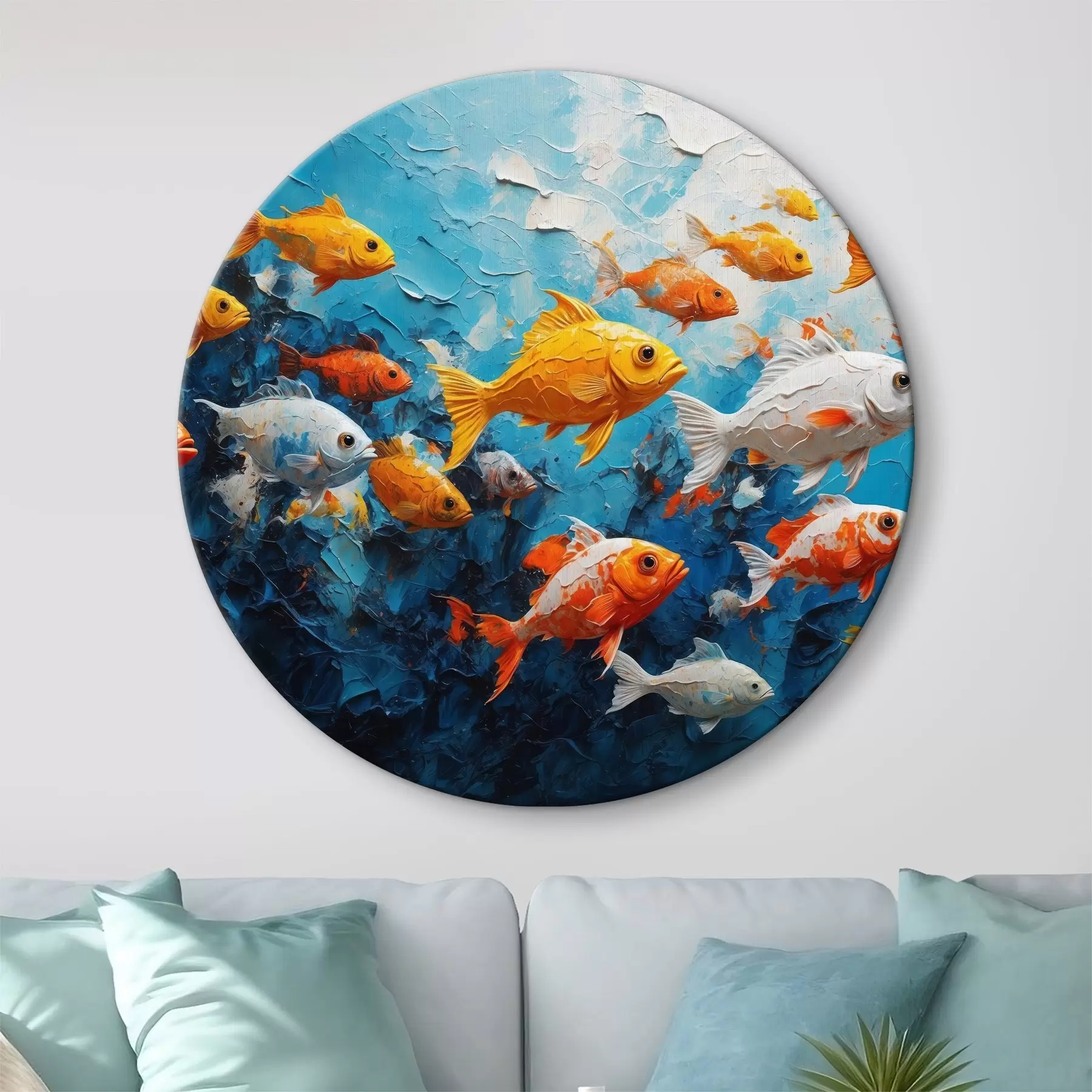 Tableau Poisson sur fond d'huile abstraite r40632