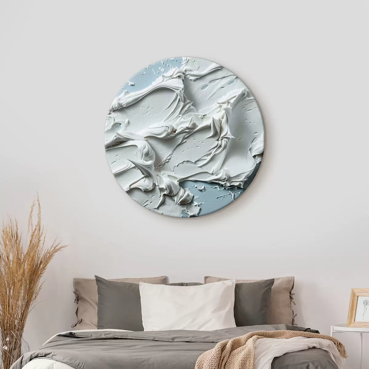 Tableaux rondes Abstrait, bleu clair, blanc r40788
