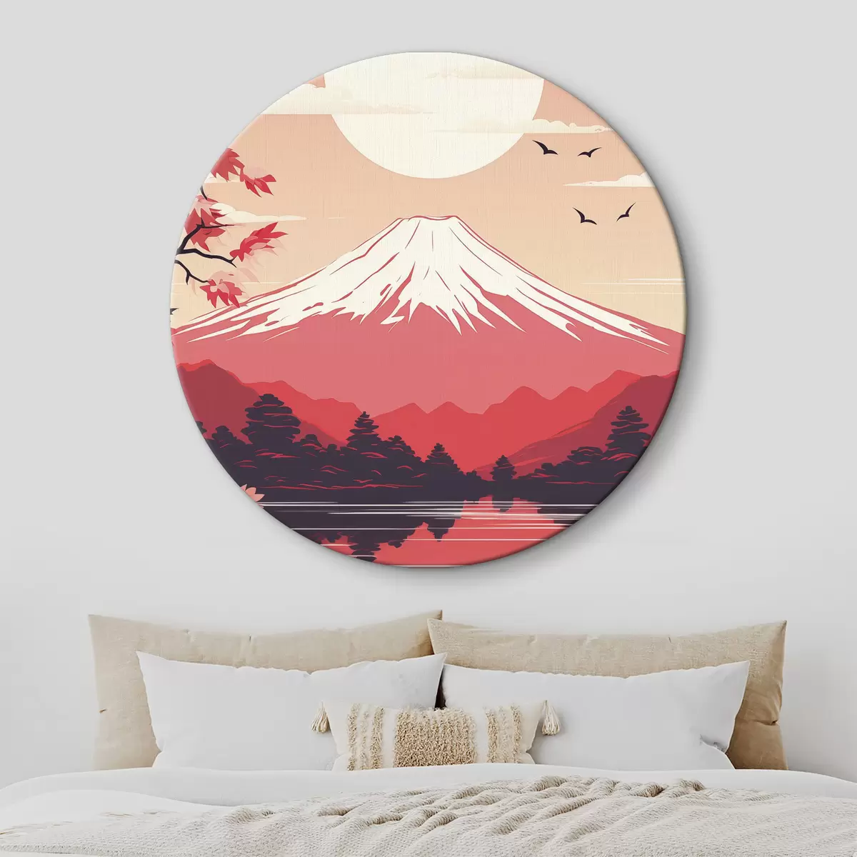 Tableaux rondes Paysage des monts Fuji, style japonais, belle nature r40954