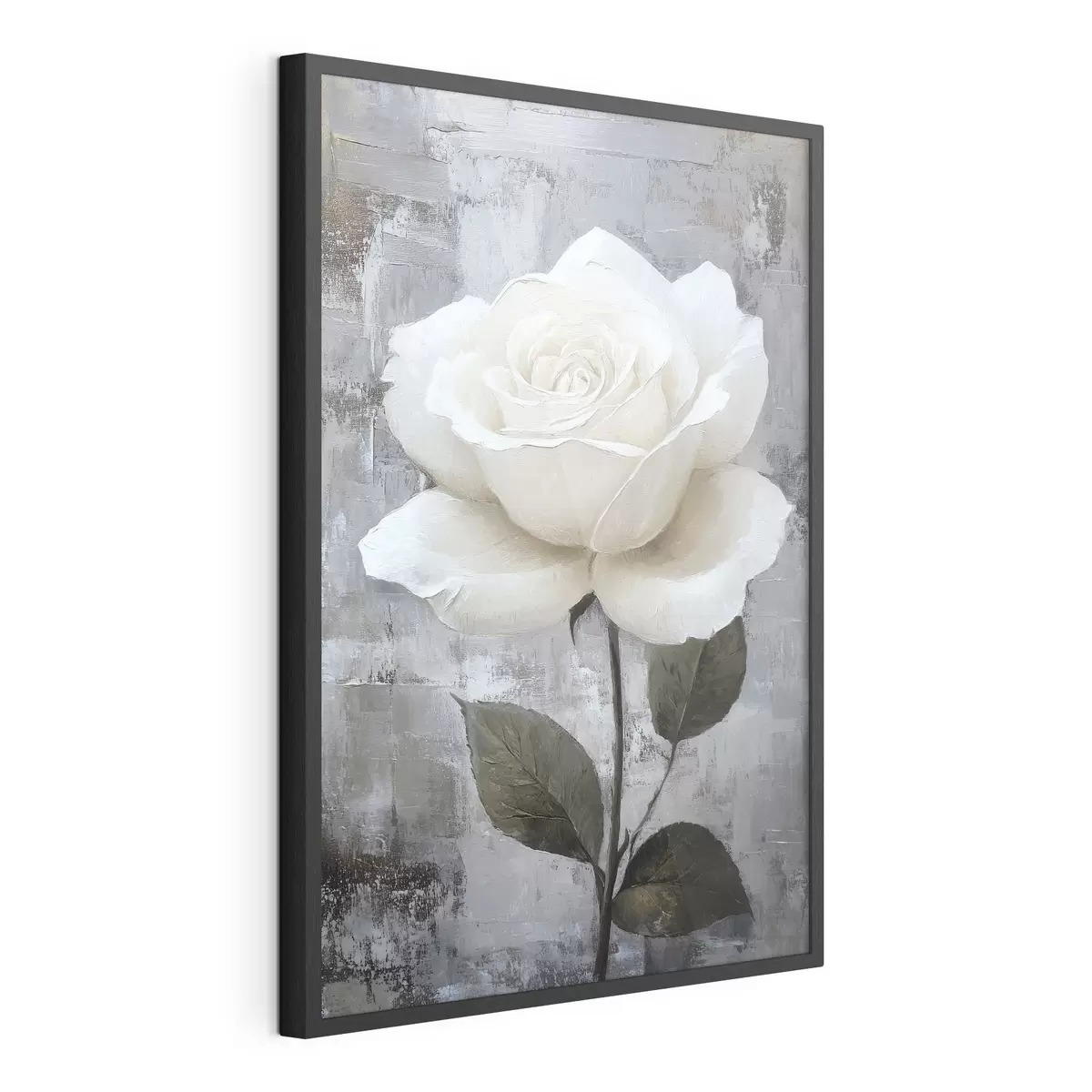 Poster Rose blanche dessinée à la main sur fond de béton f42185