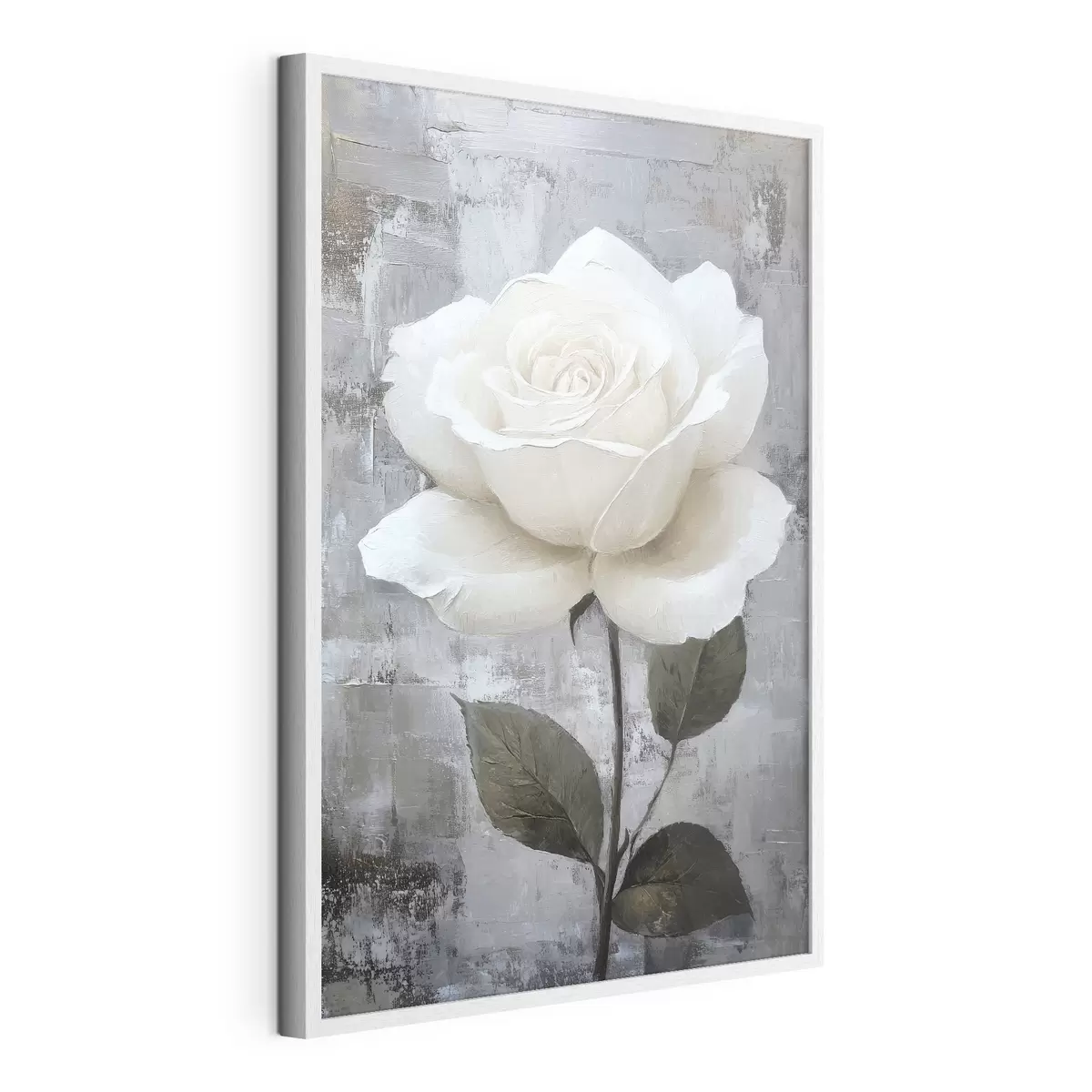 Poster Rose blanche dessinée à la main sur fond de béton f42185