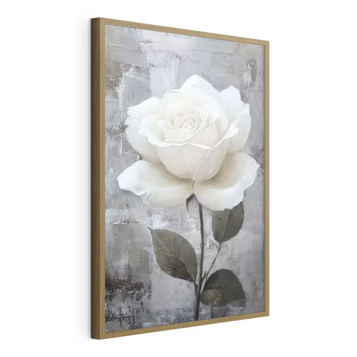 Poster Rose blanche dessinée à la main sur fond de béton f42185