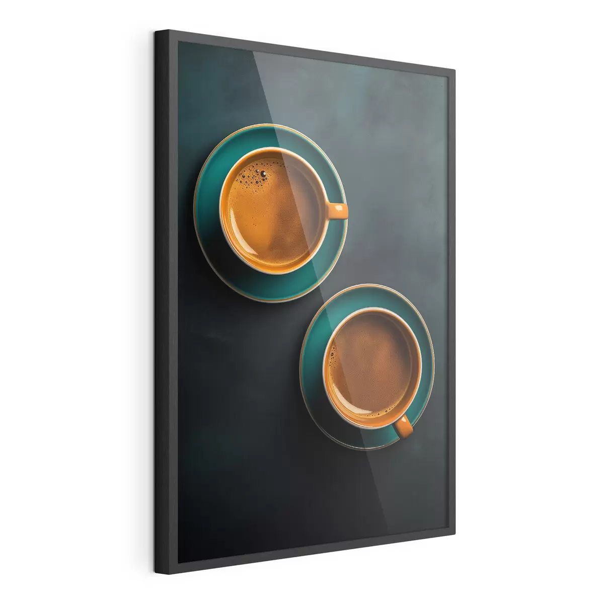 Poster Deux tasses de café sur fond sombre f42190