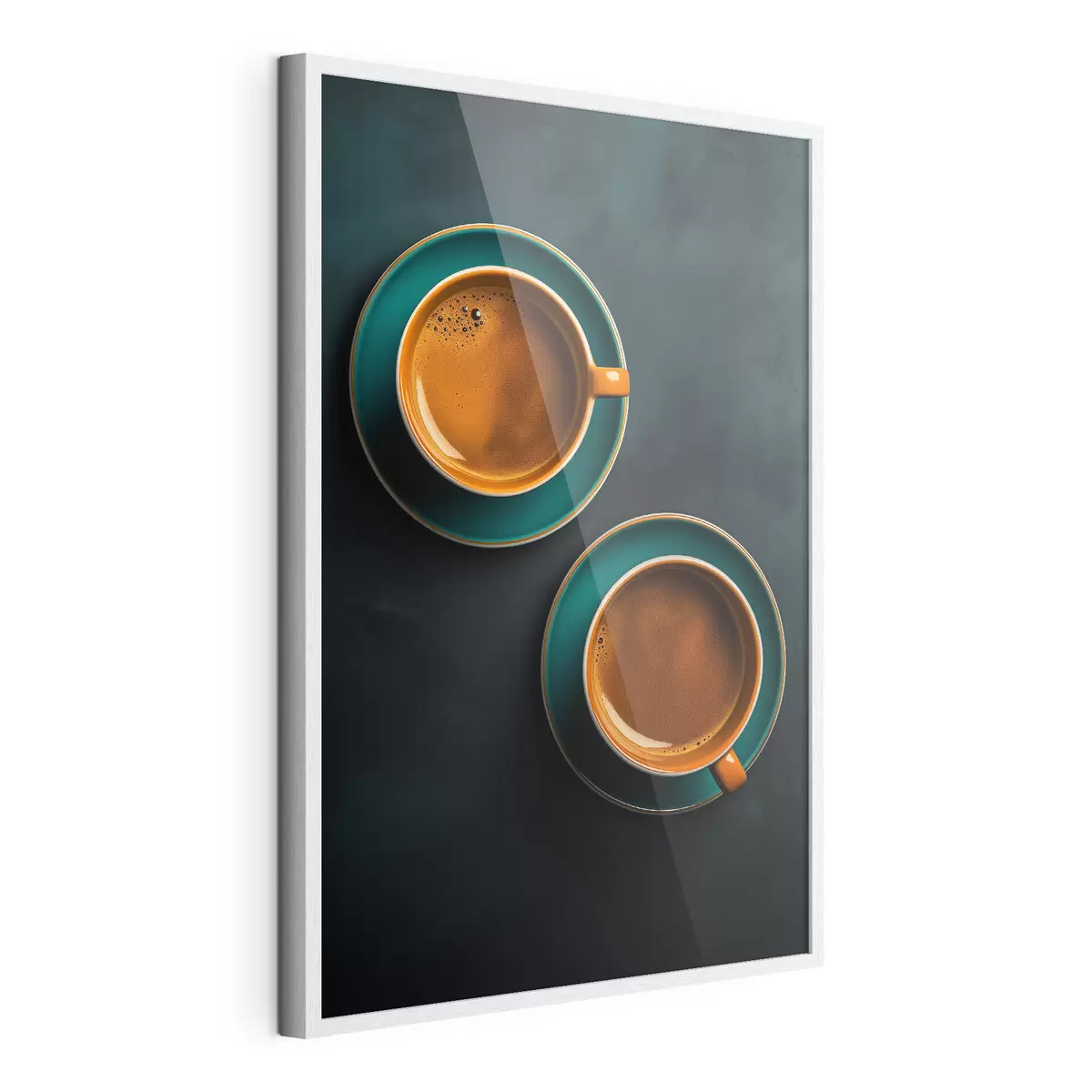 Poster Deux tasses de café sur fond sombre f42190