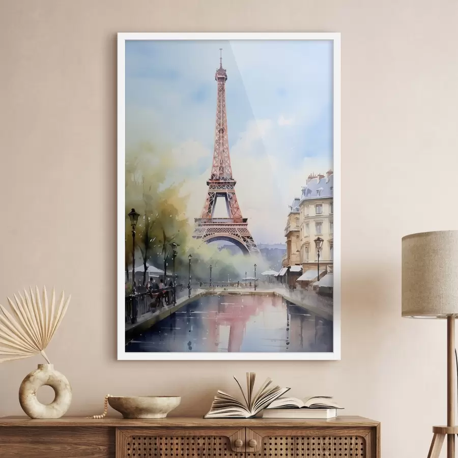 Papier peint Vue de Paris en style aquarelle f42192