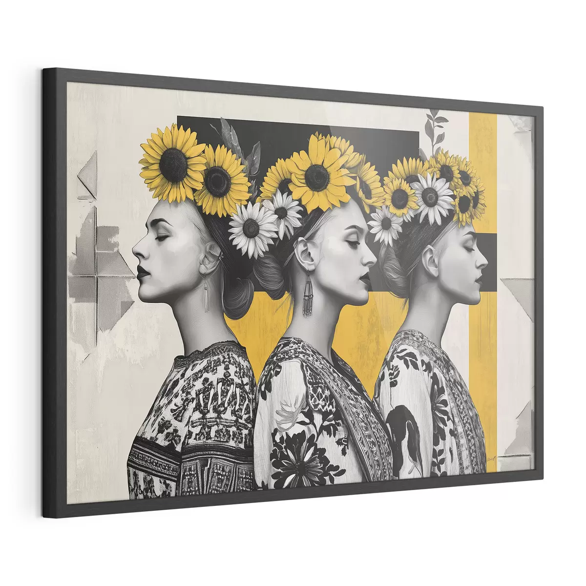 Poster Belles femmes en tenues ethniques avec clés tournesol f42378