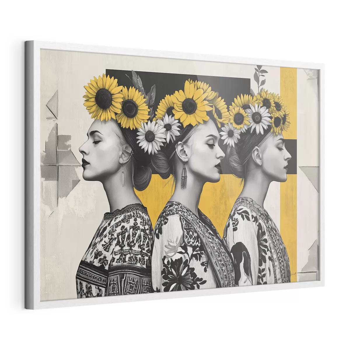 Poster Belles femmes en tenues ethniques avec clés tournesol f42378