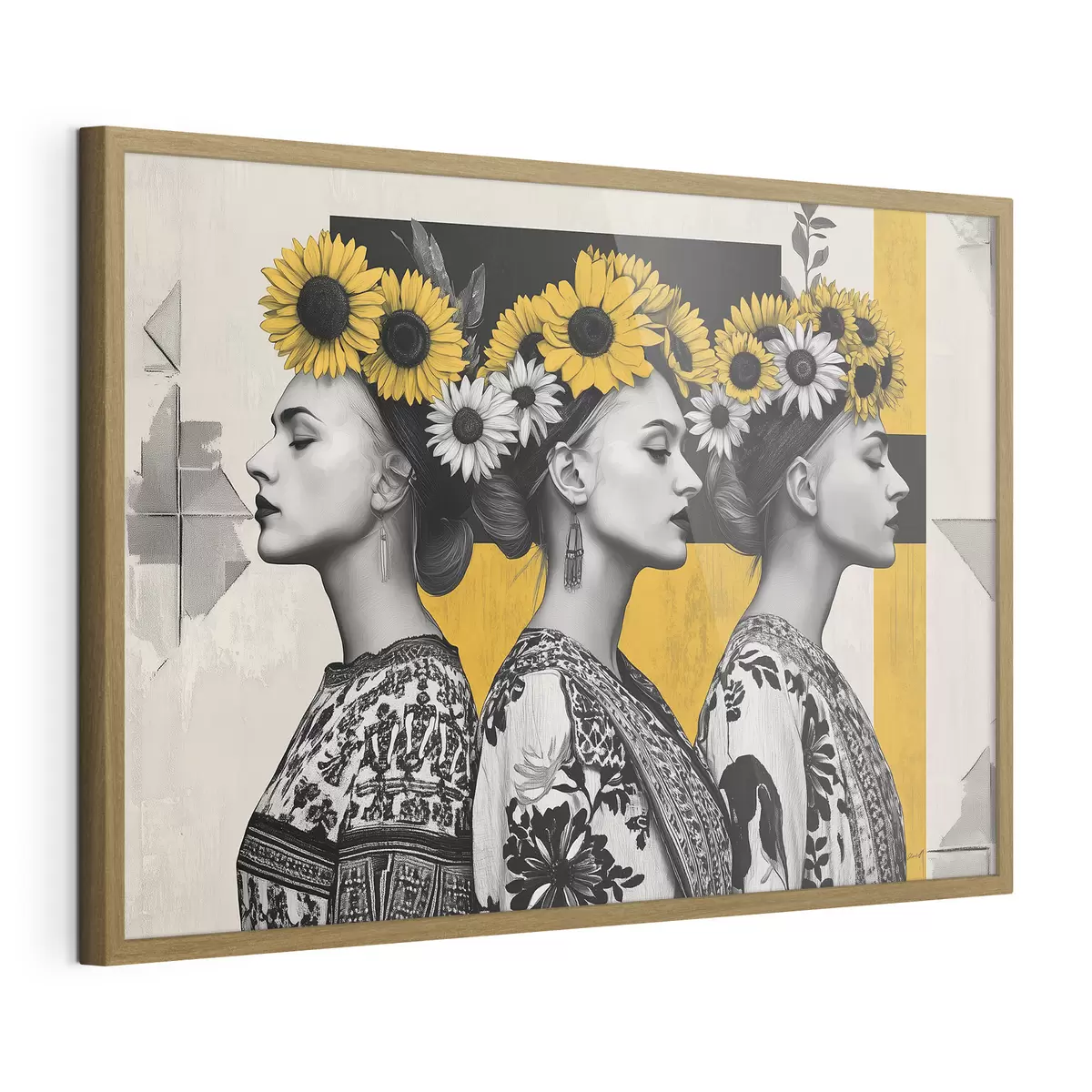 Poster Belles femmes en tenues ethniques avec clés tournesol f42378
