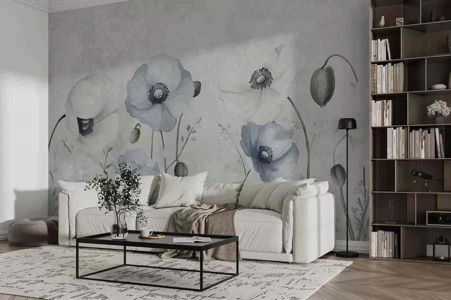 Papier peint Coquelicots bleus w08625