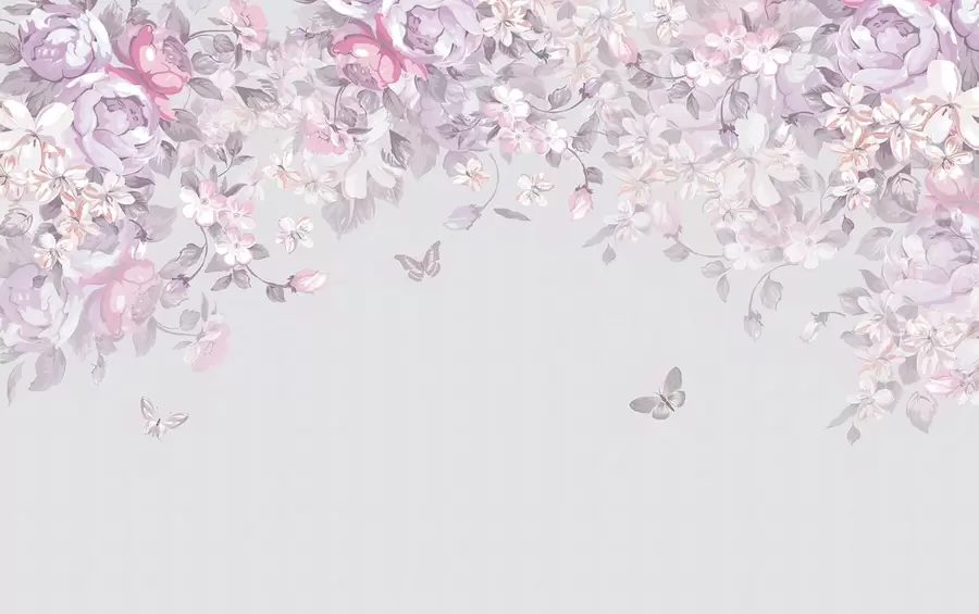 Papier peint Fleurs délicates et papillons volants u94295v2