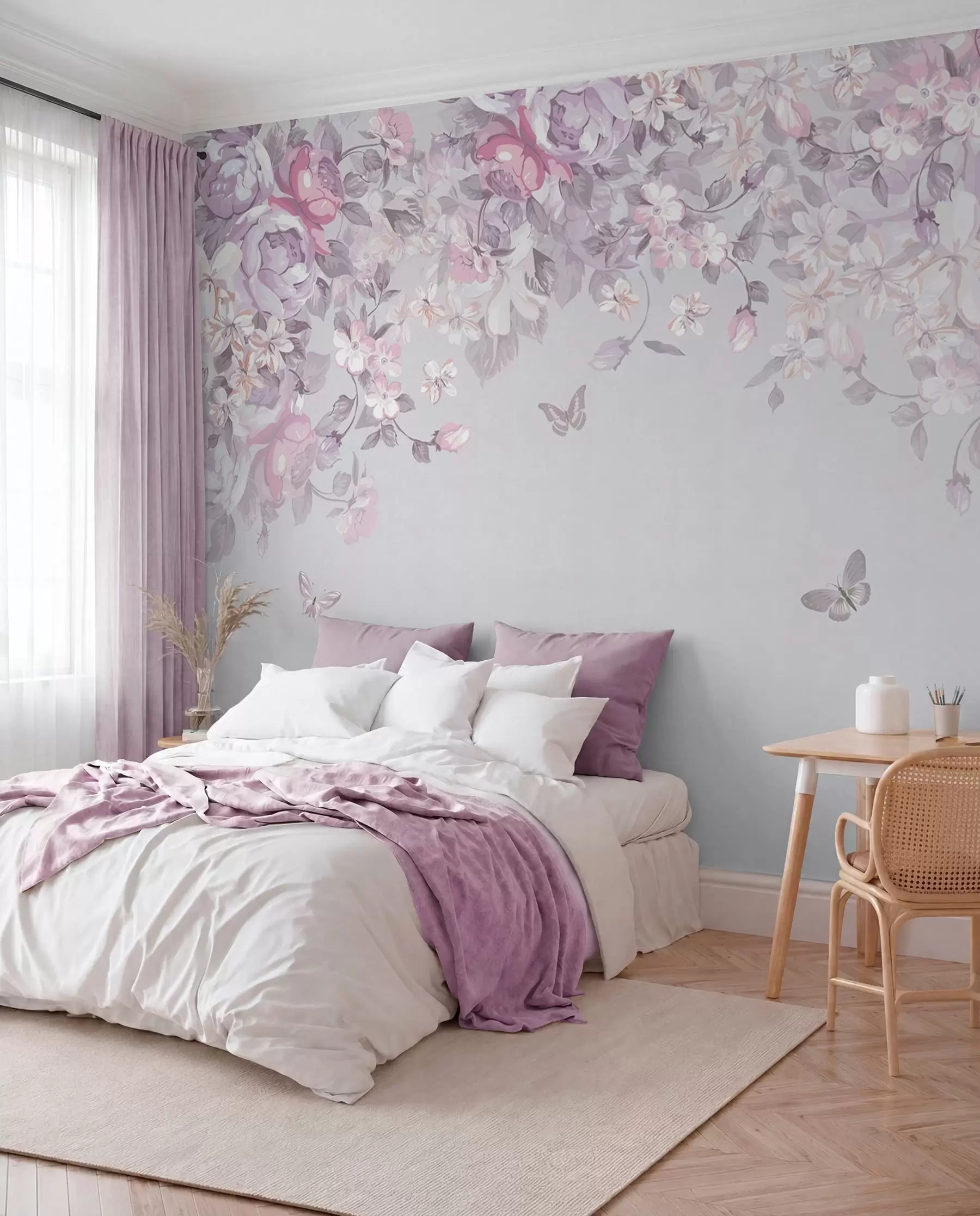 Papier peint Fleurs délicates et papillons volants u94295v2