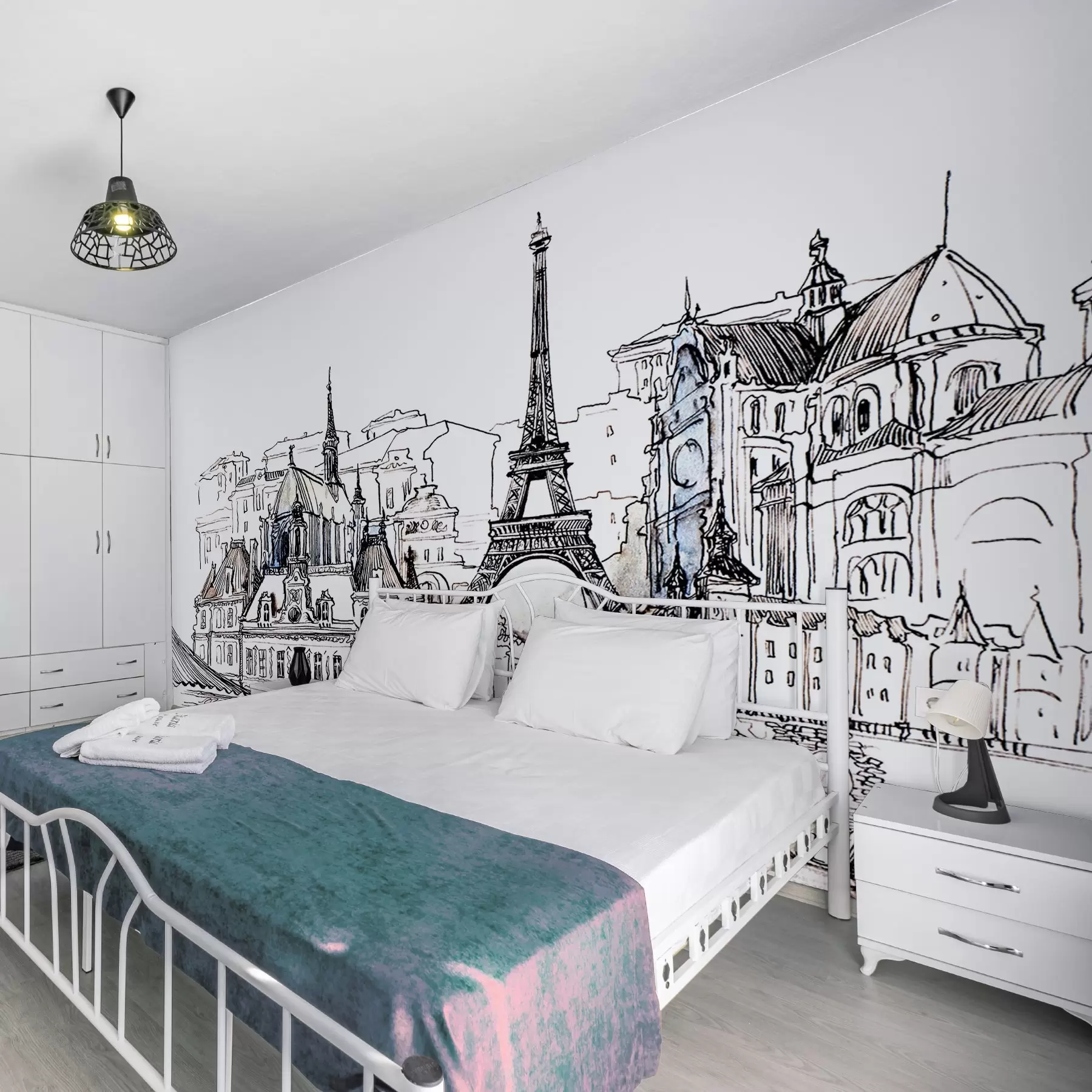 Papier peint Ligne d'horizon de Paris dans un contour artistique u77704