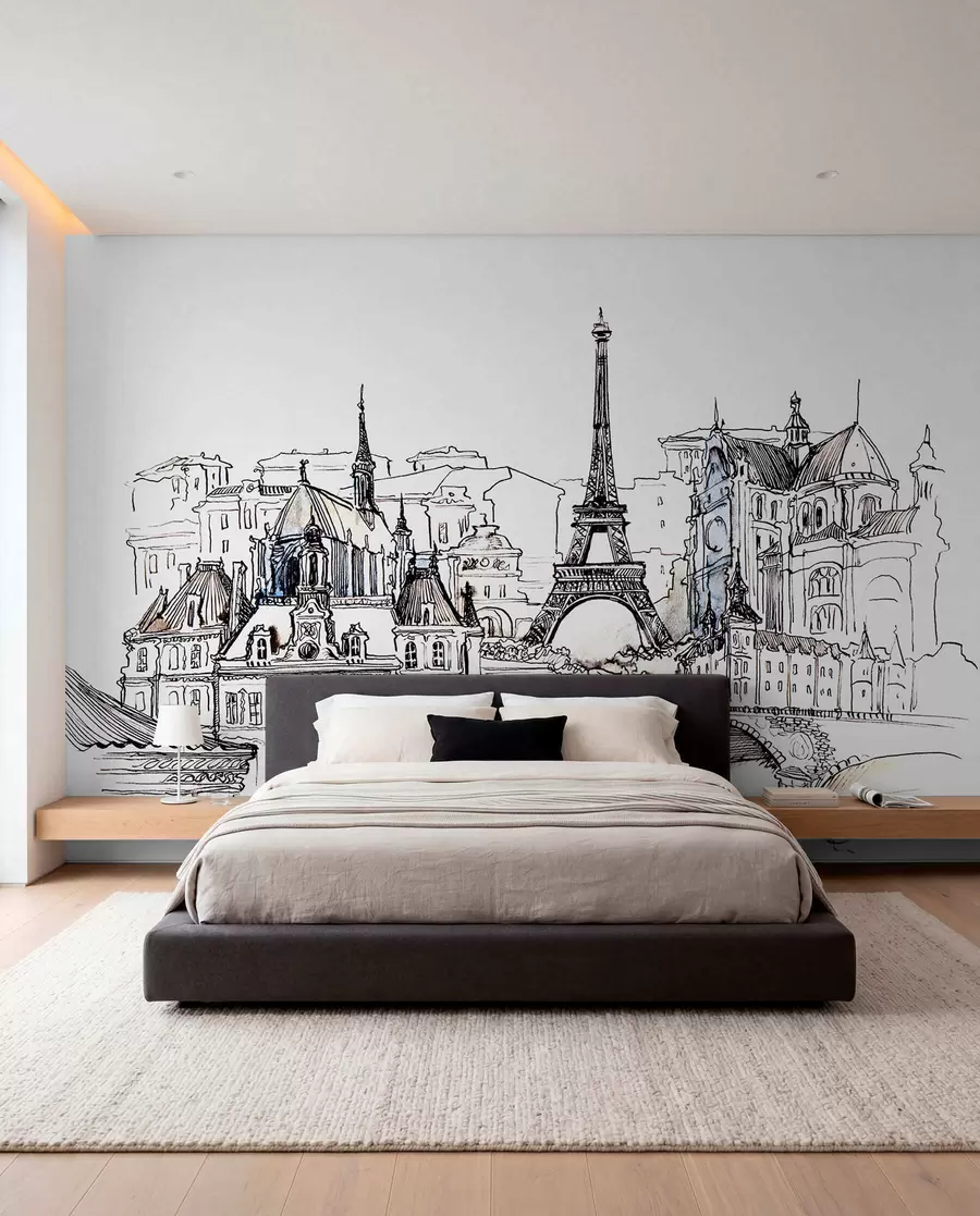 Papier peint Ligne d'horizon de Paris dans un contour artistique u77704