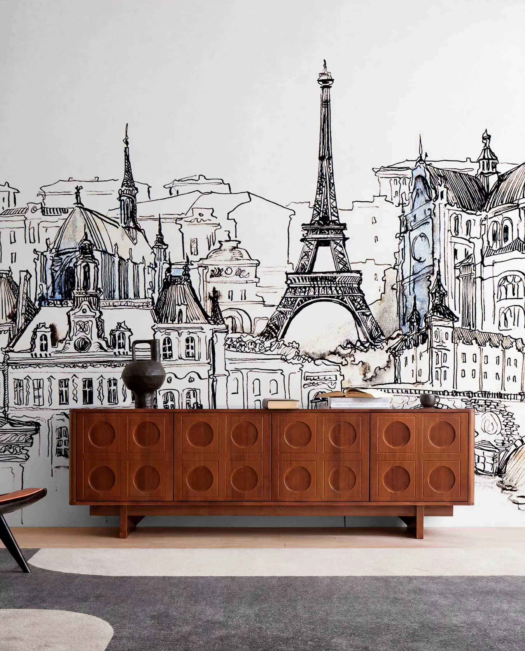 Papier peint Ligne d'horizon de Paris dans un contour artistique u77704