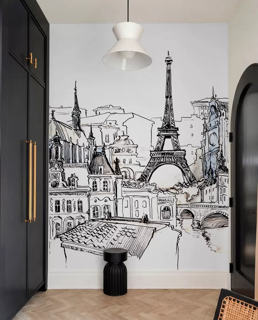 Papier peint Ligne d'horizon de Paris dans un contour artistique u77704