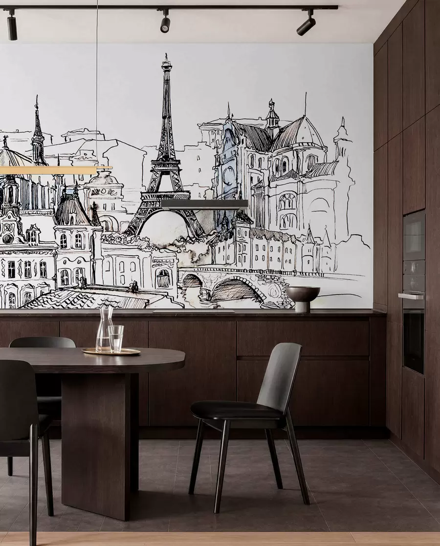 Papier peint Ligne d'horizon de Paris dans un contour artistique u77704