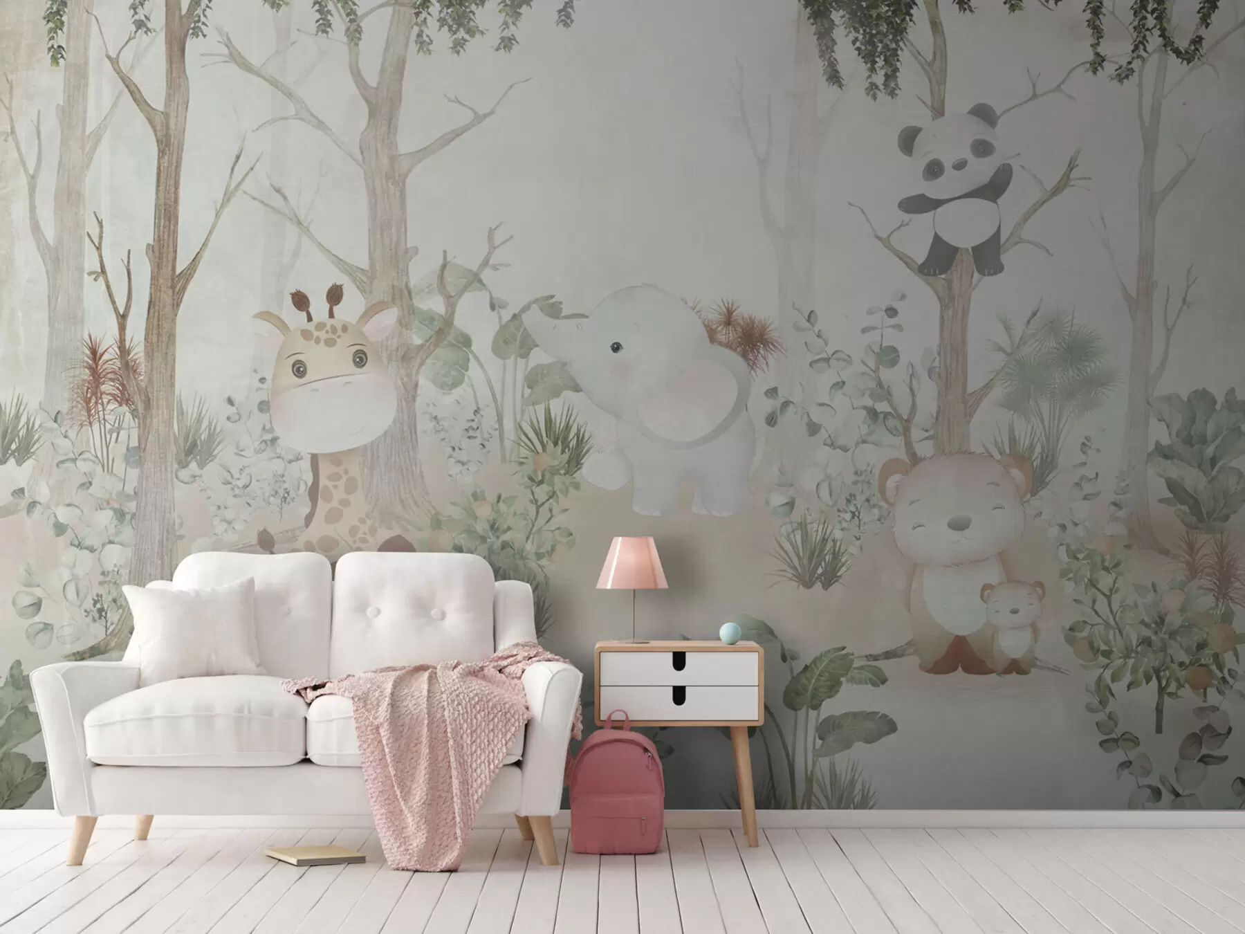 Papier peint D'adorables animaux explorent une forêt paisible u73879