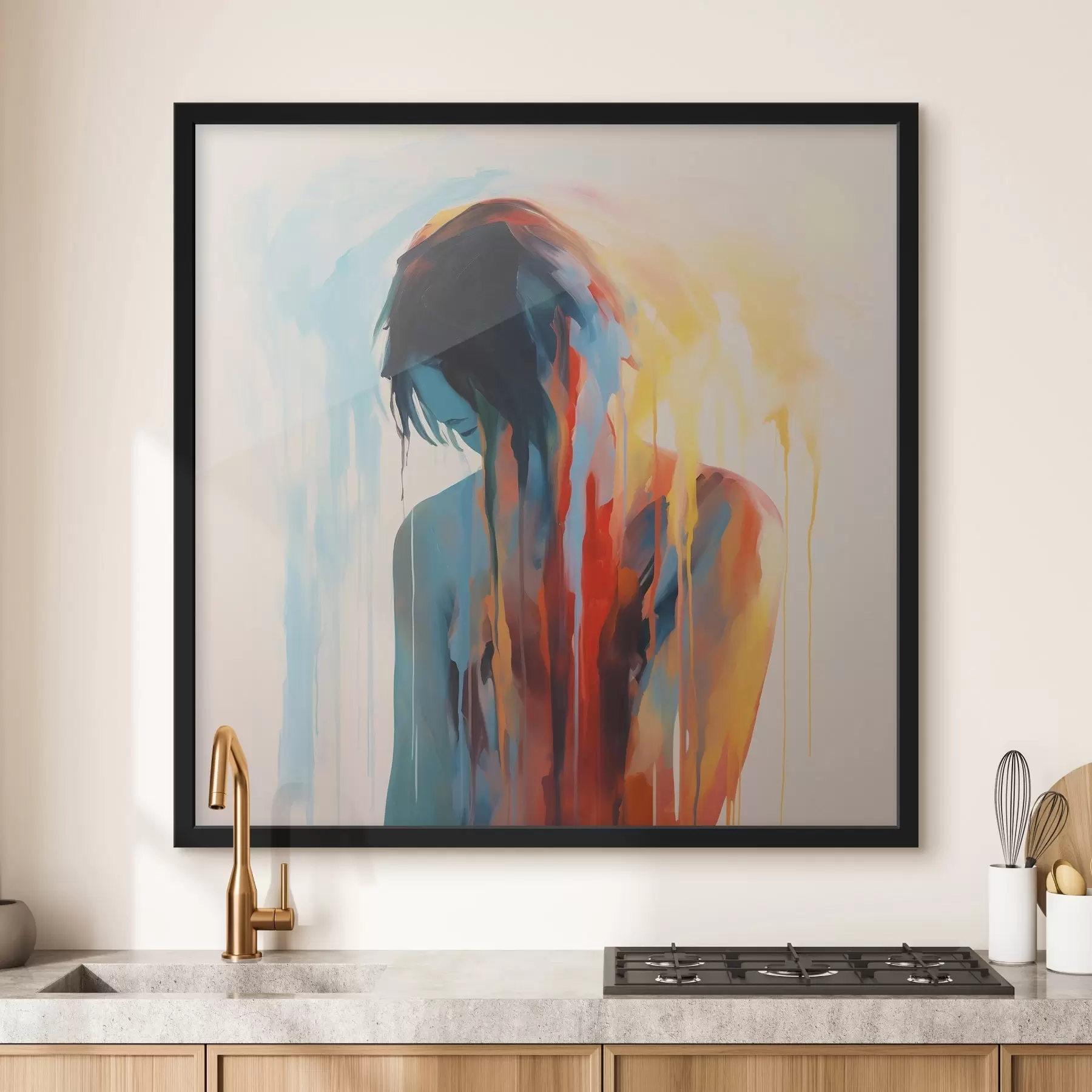 Papier peint Silhouette d'une fille avec des peintures f42382