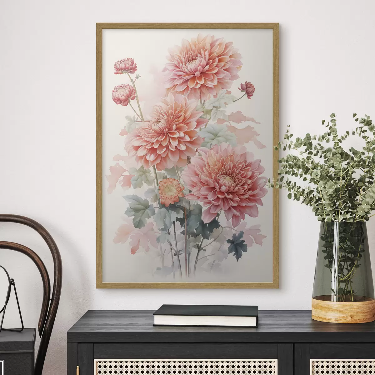 Poster Chrysanthèmes imitation aquarelle f42416