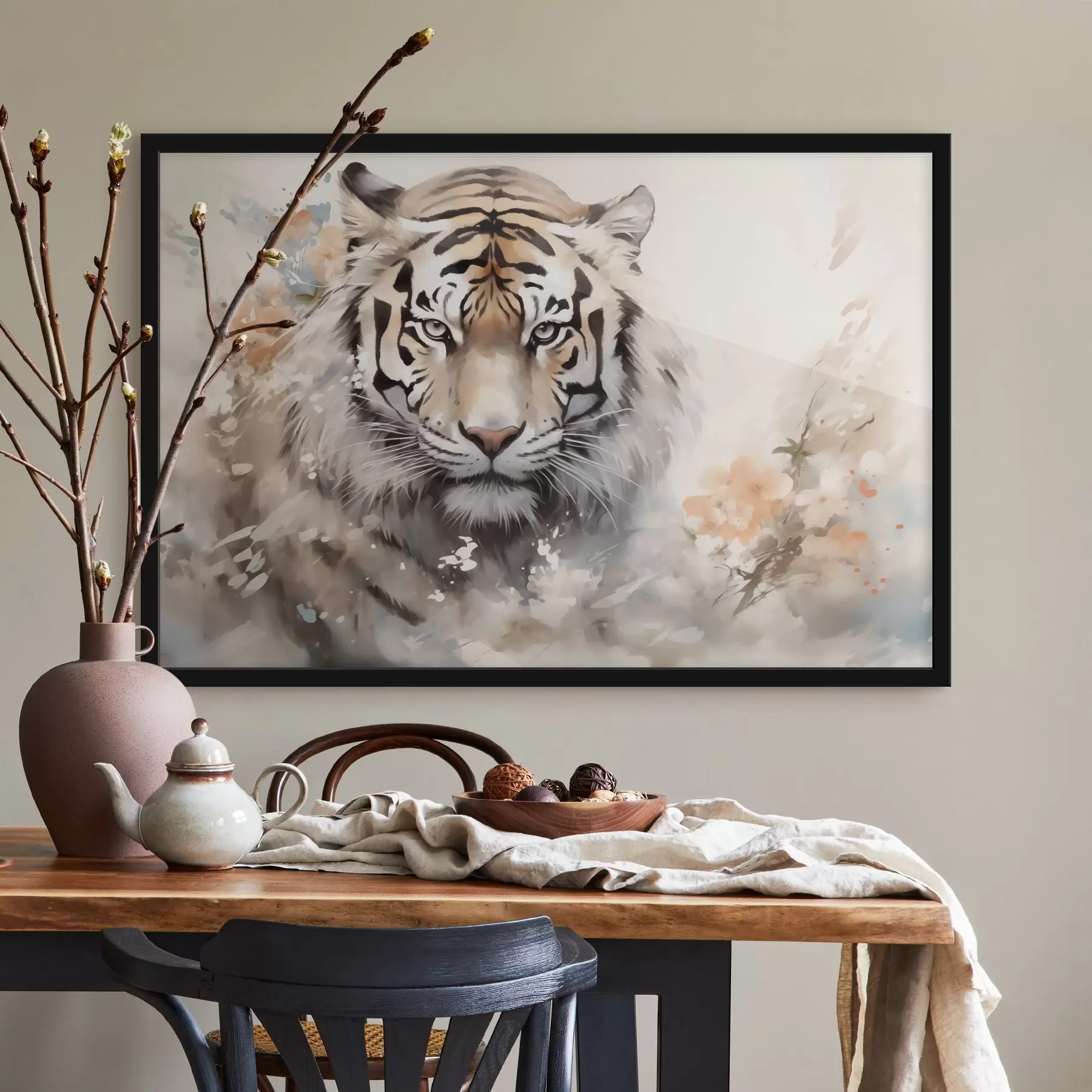 Tableau Portrait abstrait d'un tigre parmi les taches f42421