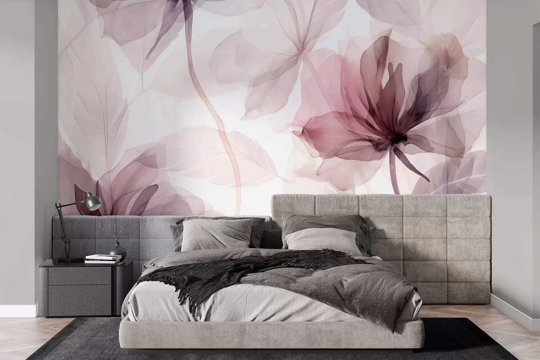 Papier peint Fleurs éphémères aux délicates couleurs pastel w02755