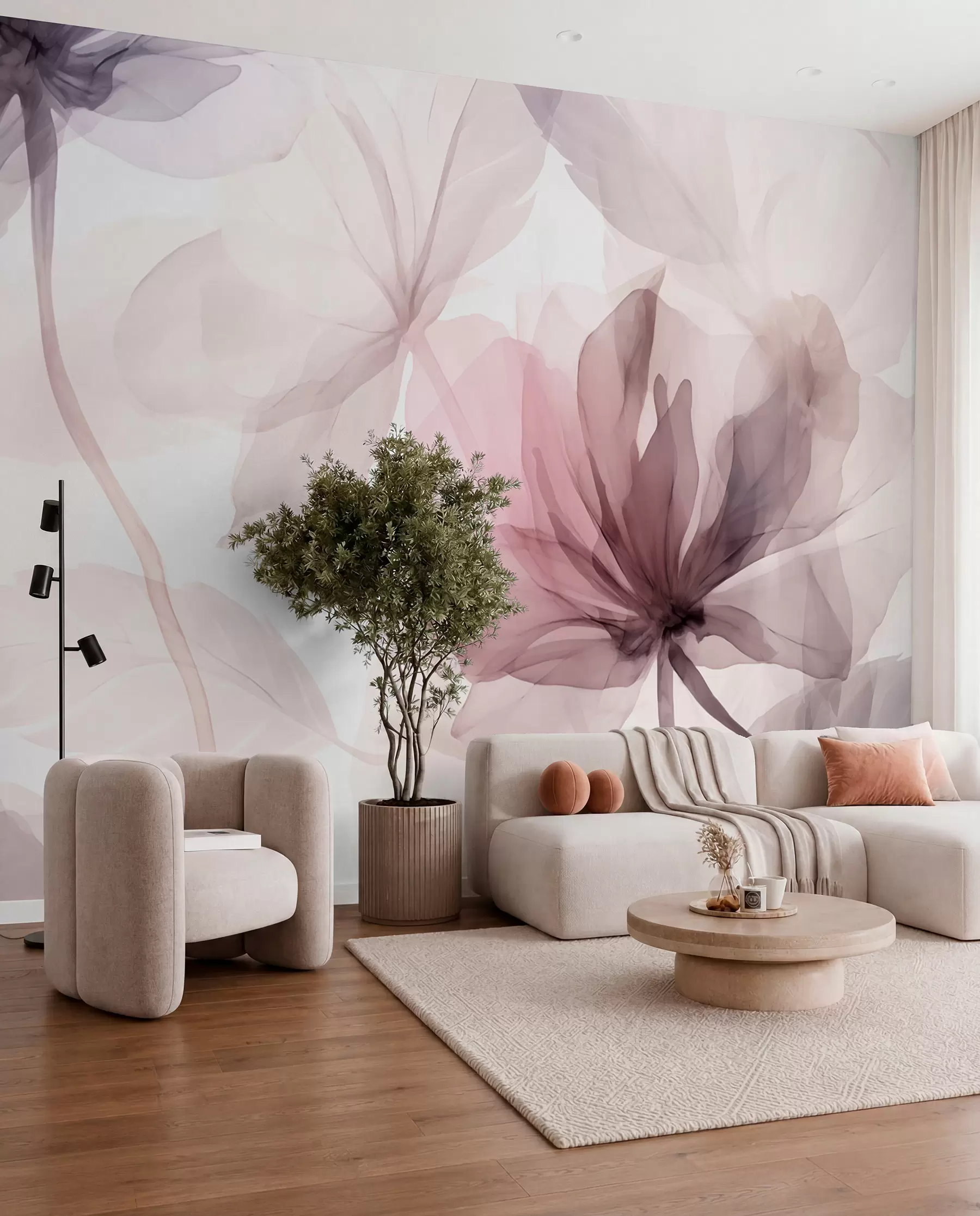 Papier peint Fleurs mauves transparentes w02755