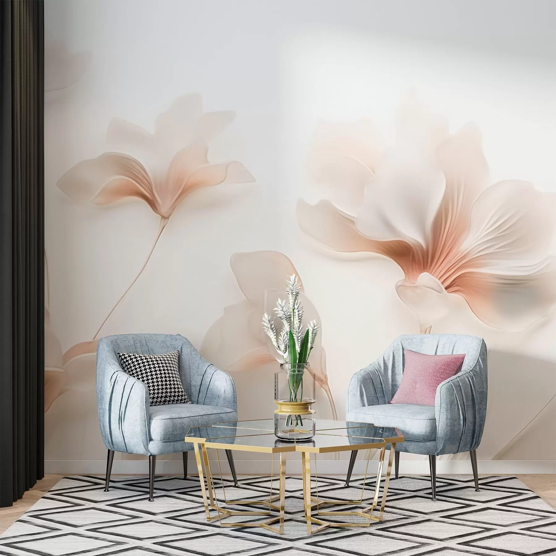 Papier peint Fleurs élégantes aux couleurs pastel w02759