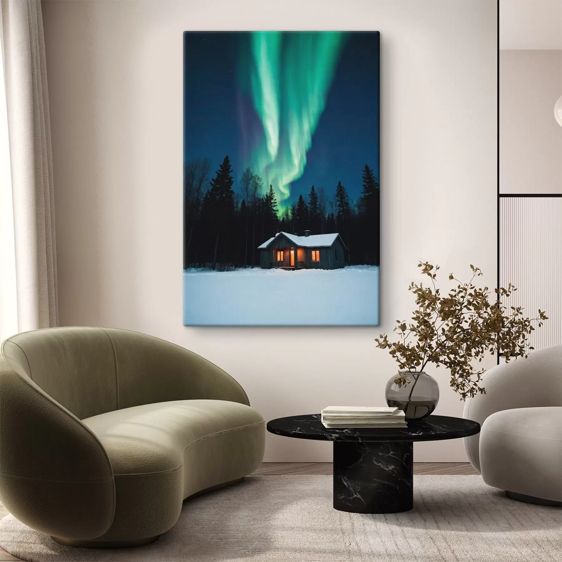 Tableau Cabane dans une forêt d'hiver s42277