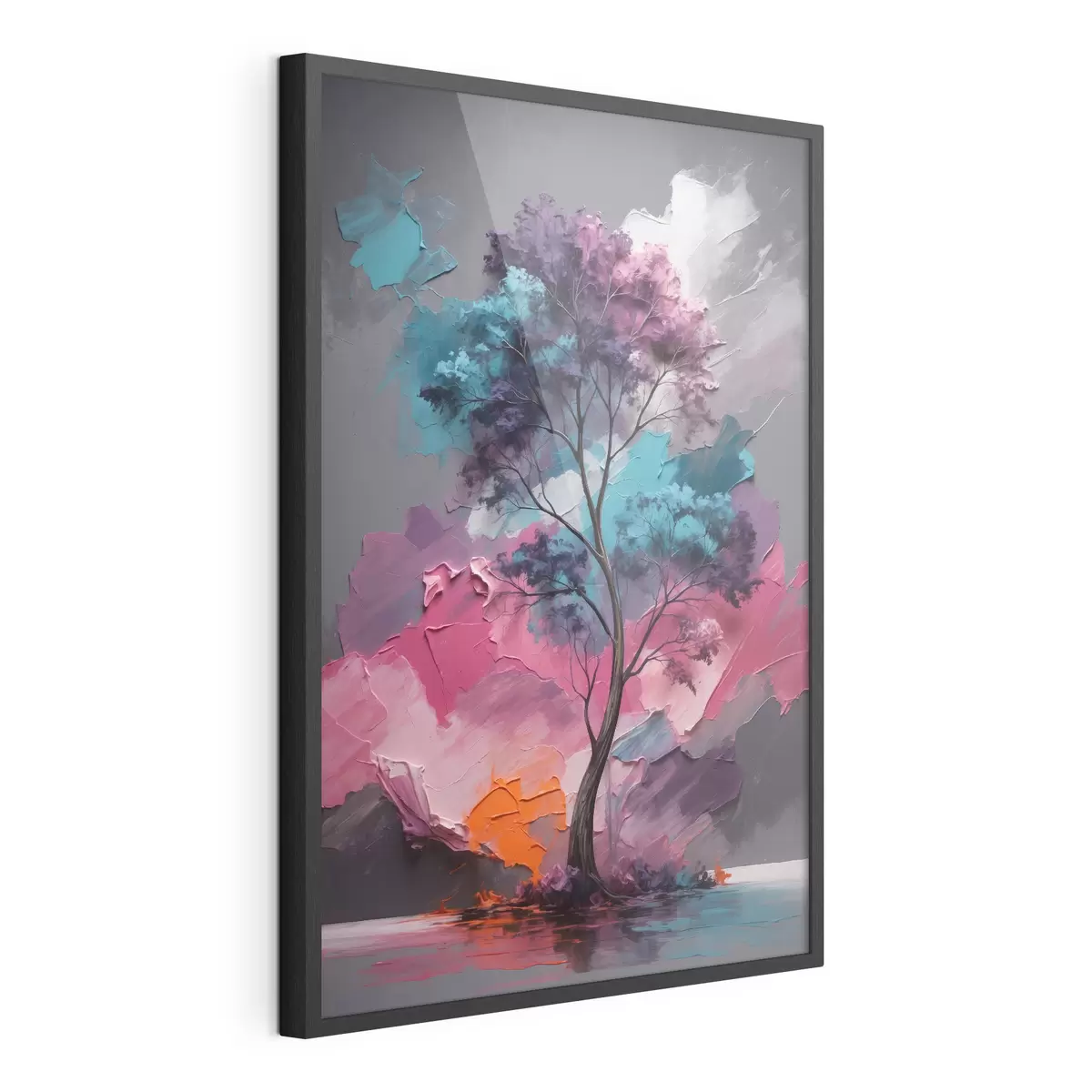 Poster Arbre sur fond rose-gris f42262